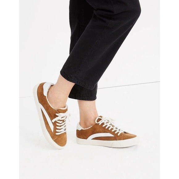 Madewell Sidewalk Low Top Sneakers in Suede and Sherpa Womens 10 - Picture 1 of 9